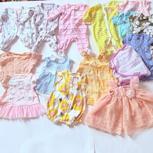 Baby girl bundle Pink and Pastel Newborn 6 pieces and 0-3m,3-6